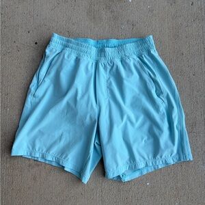 Cyan blue lululemon pace breaker short 7” LINED